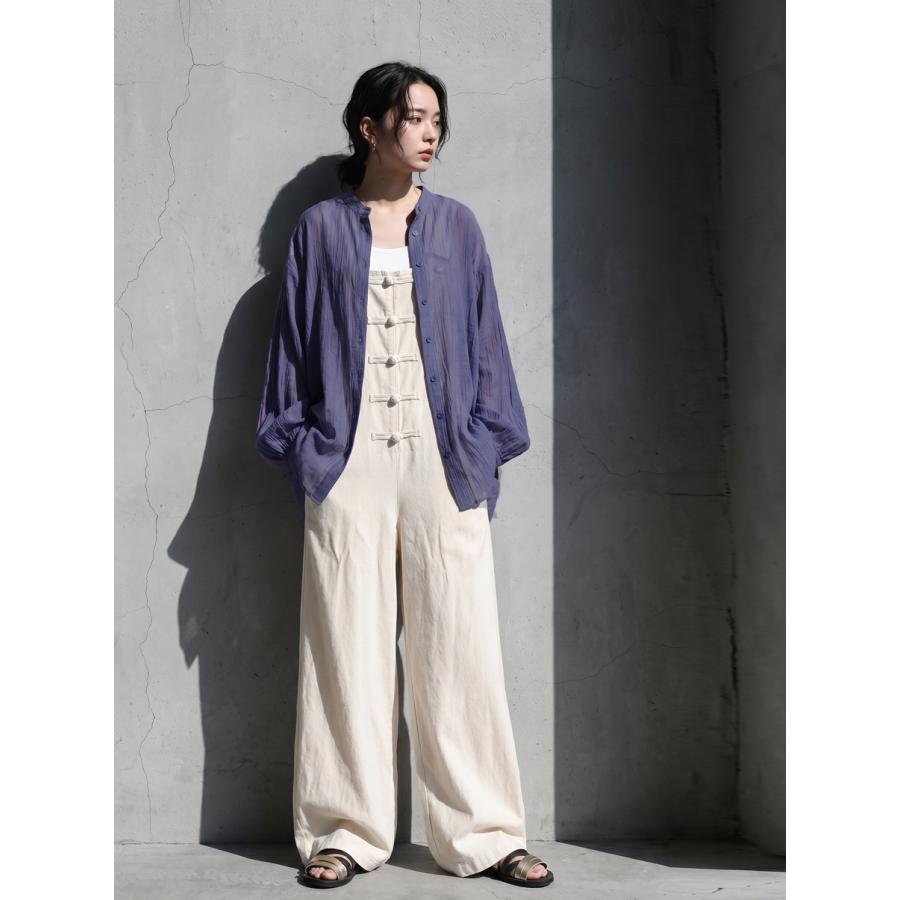antiqua（アンティカ） シャツ レディース 長袖 シアー バンドカラー