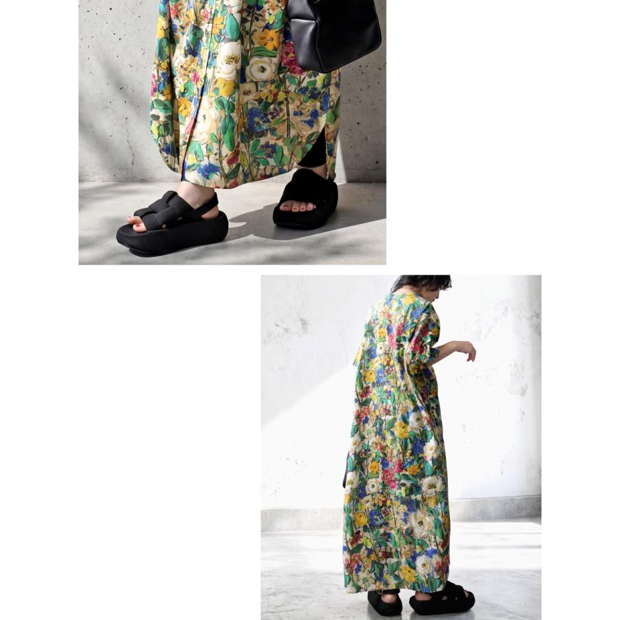 antiqua（アンティカ） 花柄 シャツワンピース レディース 半袖 ロング