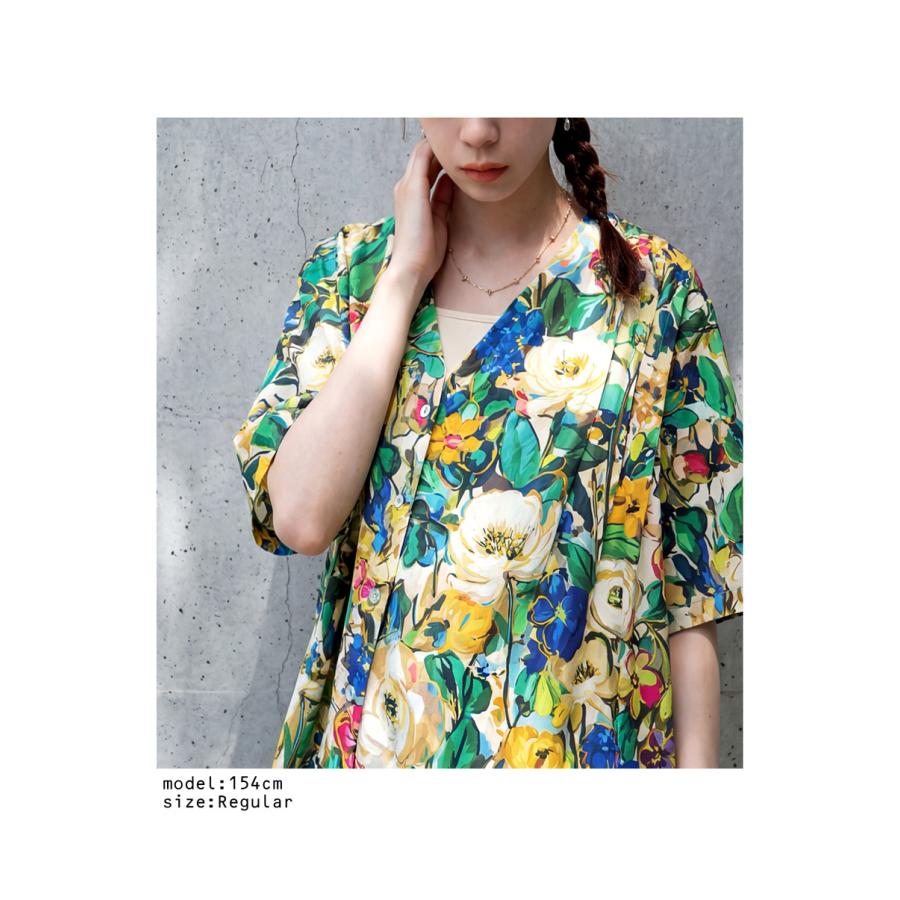 antiqua（アンティカ） 花柄 シャツワンピース レディース 半袖 ロング