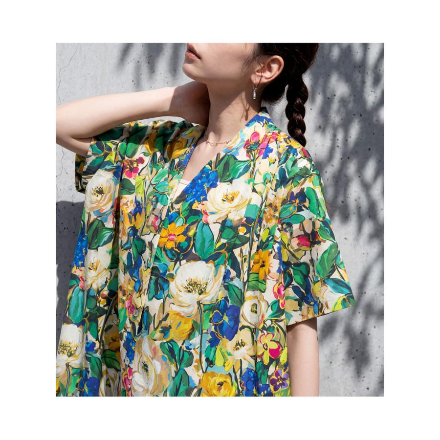 antiqua（アンティカ） 花柄 シャツワンピース レディース 半袖 ロング