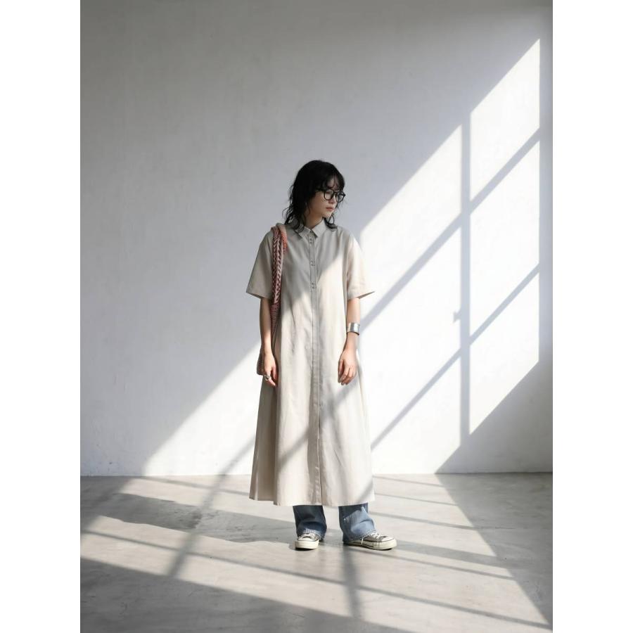 antiqua（アンティカ） シャツワンピース レディース 半袖 Aライン