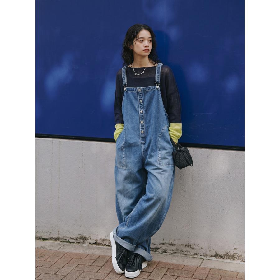 A.P.C✨デニムオールインワン　前開き　インディゴブルー サロペット　春コーデ antiqua（アンティカ） デニム サロペット レディース オールインワン