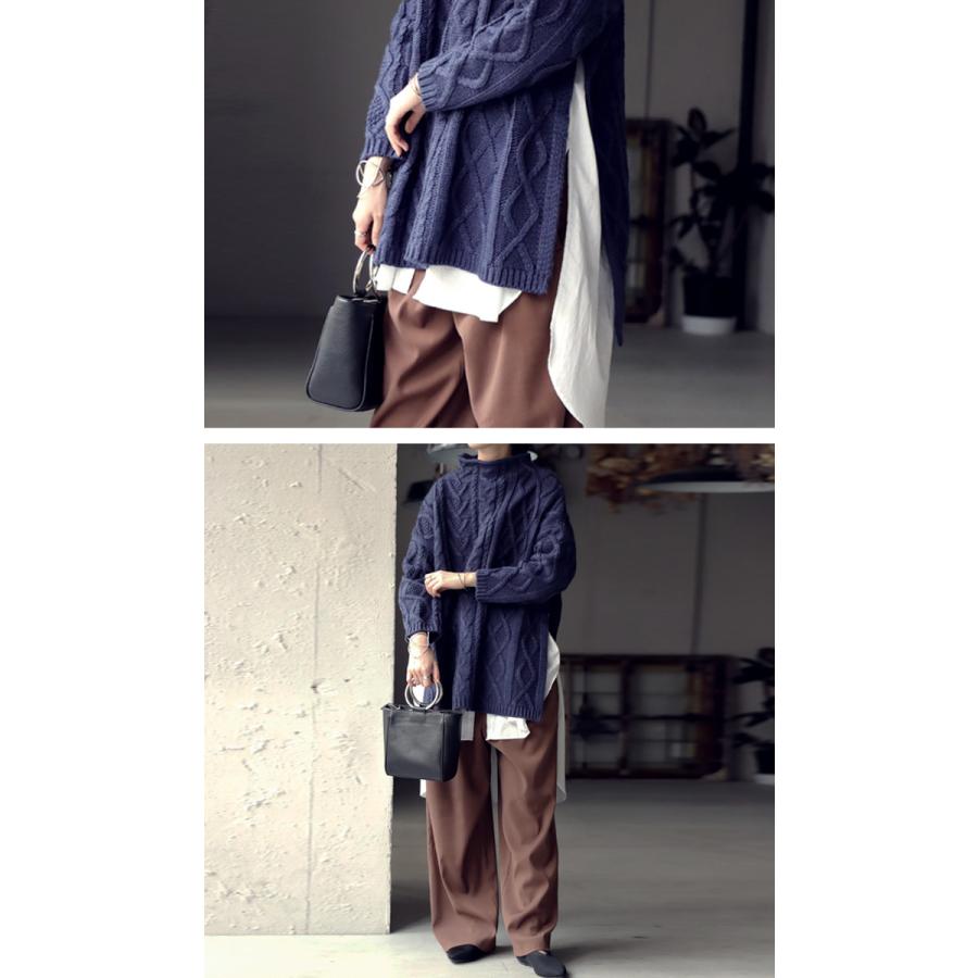 antiqua サイドスリットロールネックニット 前後差 レイヤード トップス antiqua - antiqua サイドスリットロールネックニット 前後差