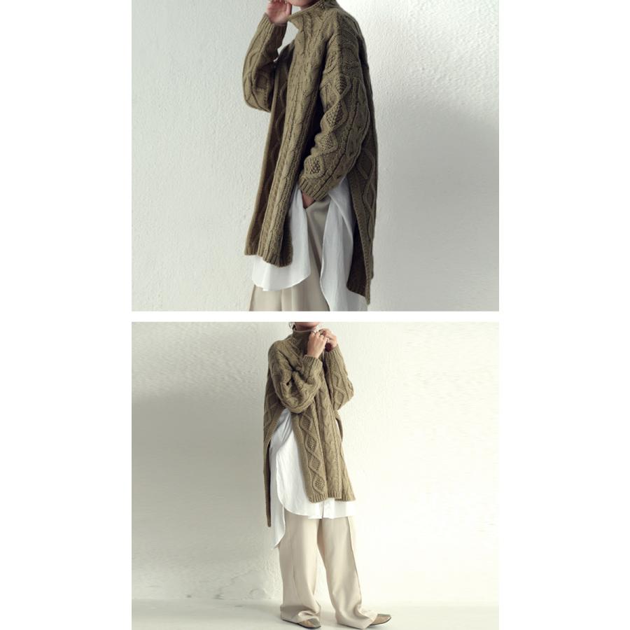 antiqua サイドスリットロールネックニット 前後差 レイヤード トップス antiqua - antiqua サイドスリットロールネックニット 前後差