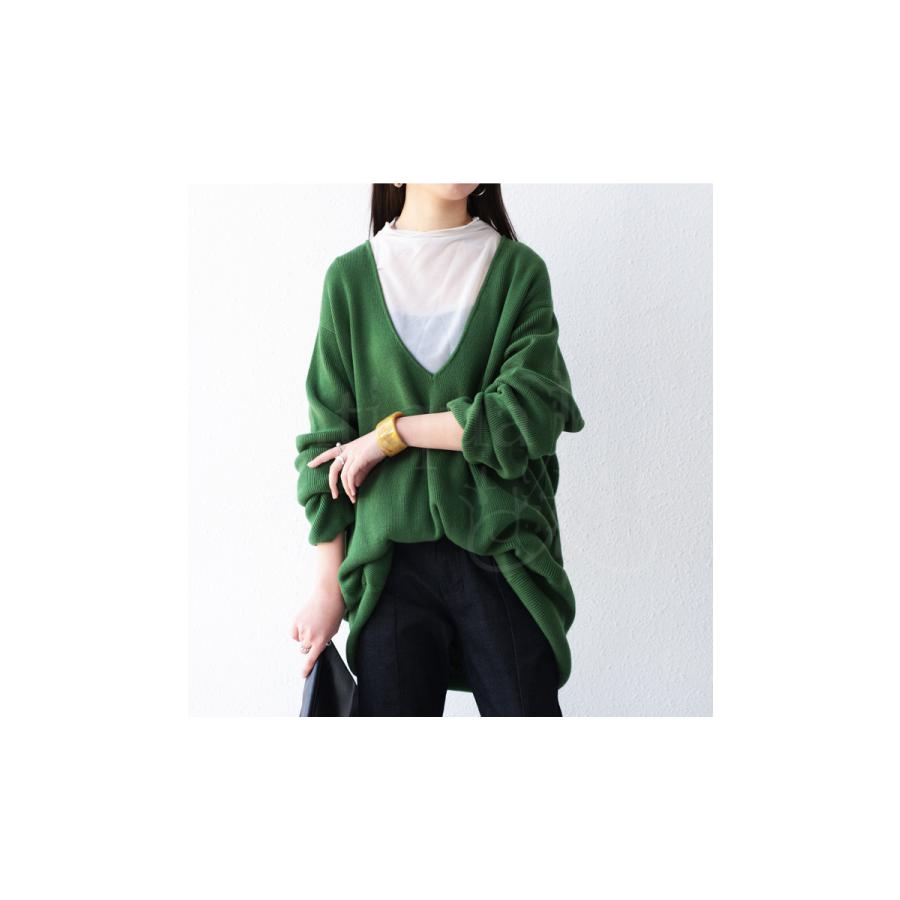 antiqua（アンティカ） 深Vネック綿ニット ニット レディース トップス