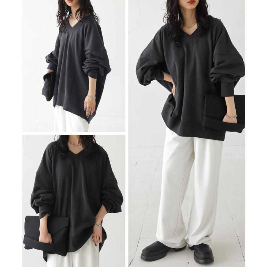 antiqua（アンティカ） Vネック裏毛トップス トレーナー レディース