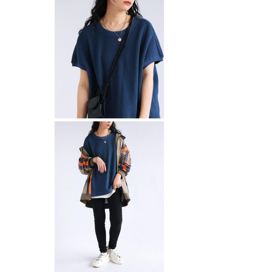 antiqua 鬼ワッフルトップス Tシャツ レディース トップス 半袖 antiqua 鬼ワッフルトップス Tシャツ レディース トップス 半袖