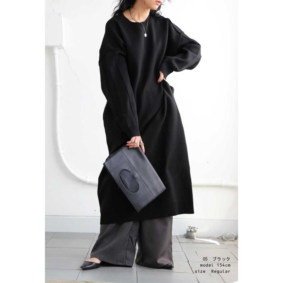 新品、未使用！antiqua 変形ニットワンピース・ブラック antiqua（アンティカ） 柄ニット ワンピース レディース Aライン