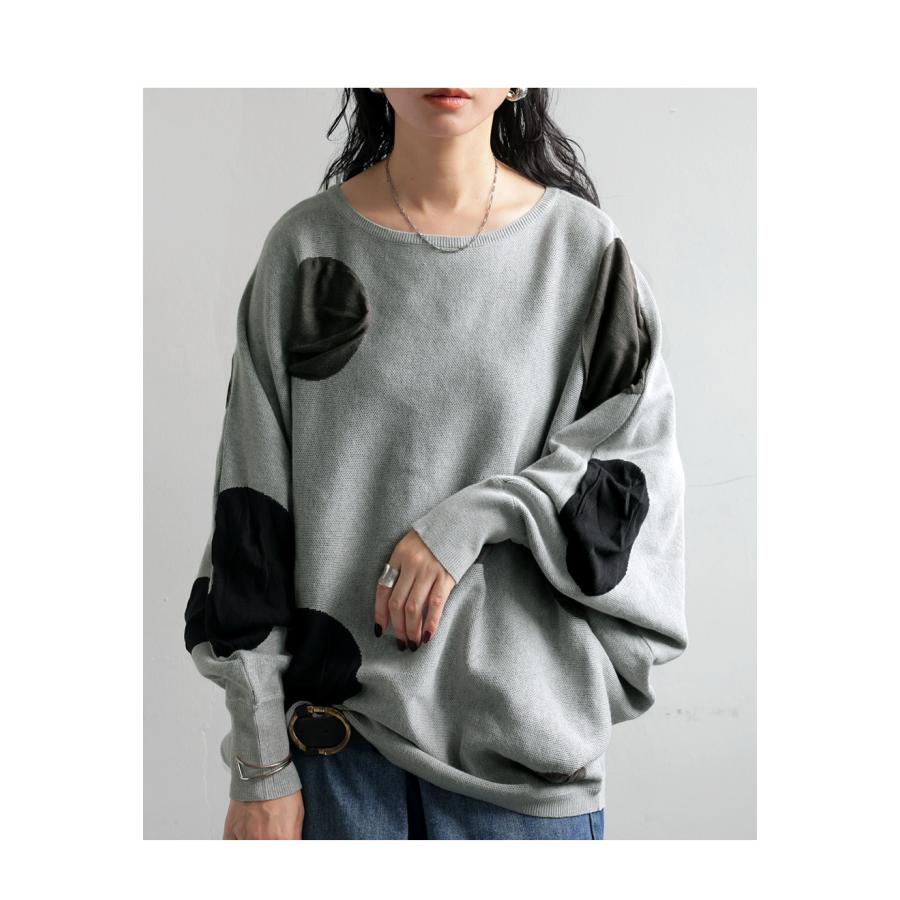 antiqua（アンティカ） ドット柄 ドルマンニット ニット レディース