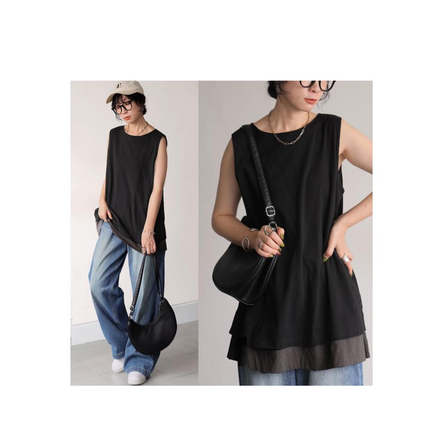 antiqua（アンティカ） レイヤード風 タンクトップ レディーストップス
