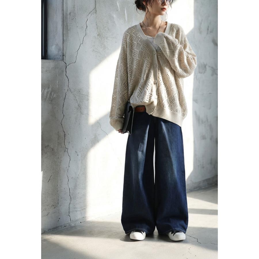 tricot COMME des GARÇONSリネンニットカーディガン　透かし antiqua（アンティカ） 透かし編み ニットカーディガン レディース V