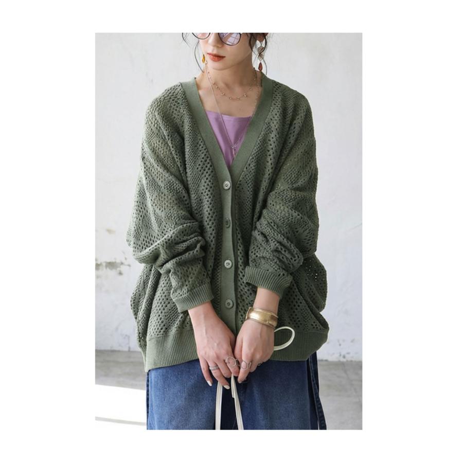 antiqua（アンティカ） 予約5月下旬納期 透かし編み ニット