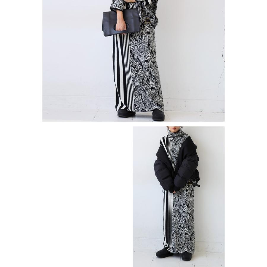 antiqua（アンティカ） 柄切り替え ニットスカート レディース Iライン