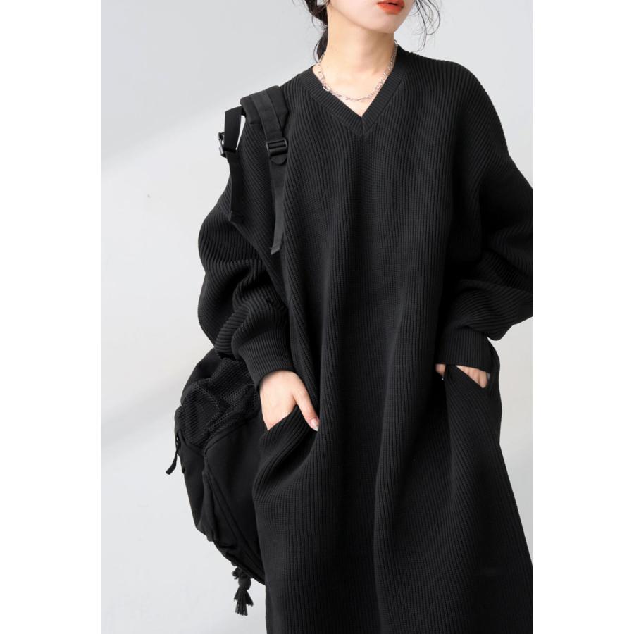 antiqua（アンティカ） 片畦編み ニットワンピース レディース ロング