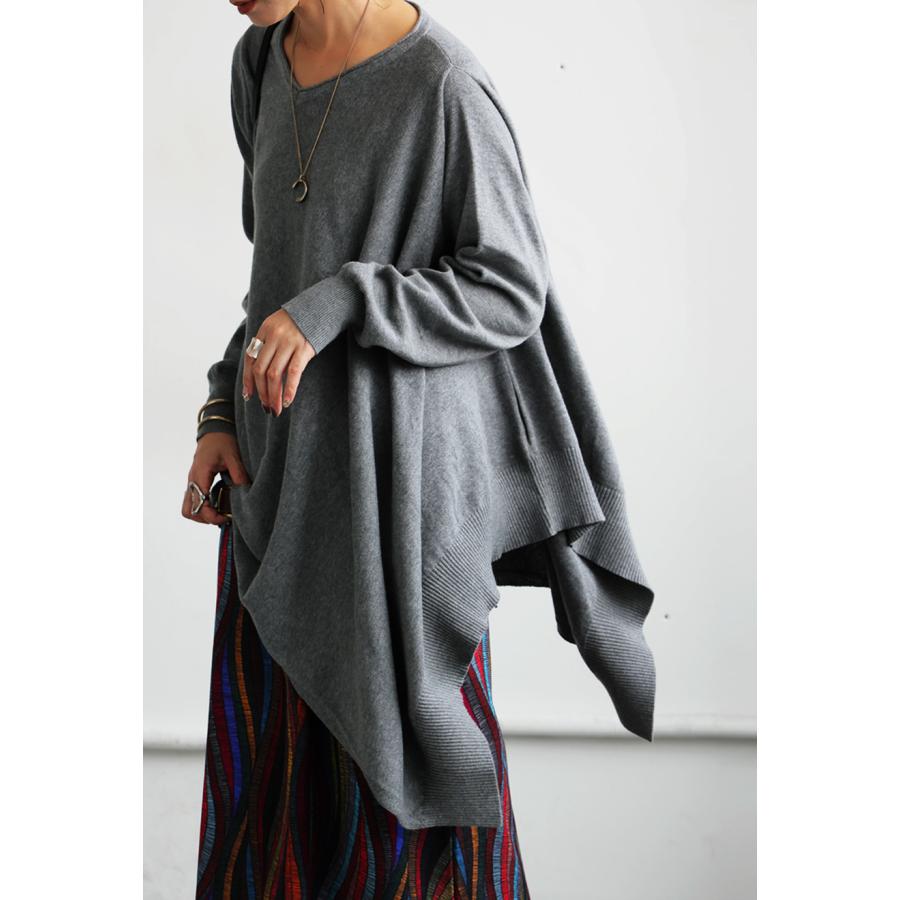 NKNIT アシンメトリックニット 長袖 グレー・ネイビー NKNIT アシンメトリックニット 長袖 グレー・ネイビー NKNIT アシンメ