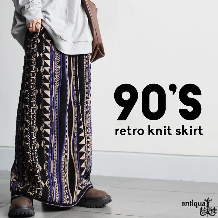 antiqua（アンティカ） 幾何学柄 ニットスカート レディース ボトムス