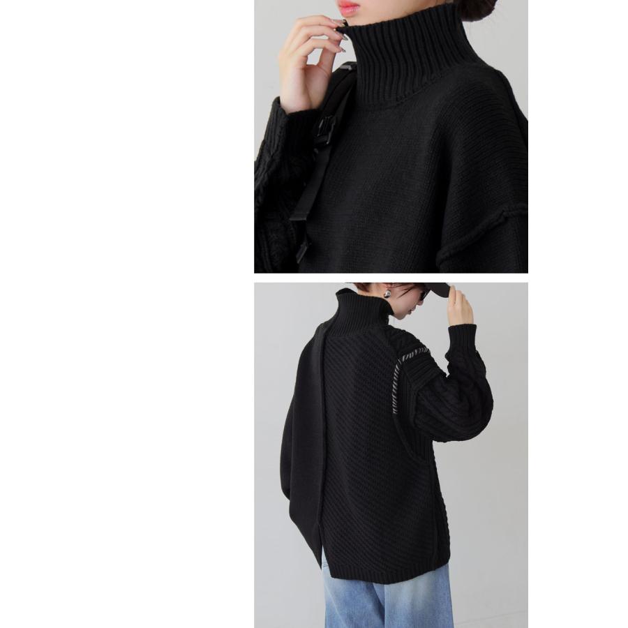 antiqua（アンティカ） ミックス編み ニットプルオーバー レディース