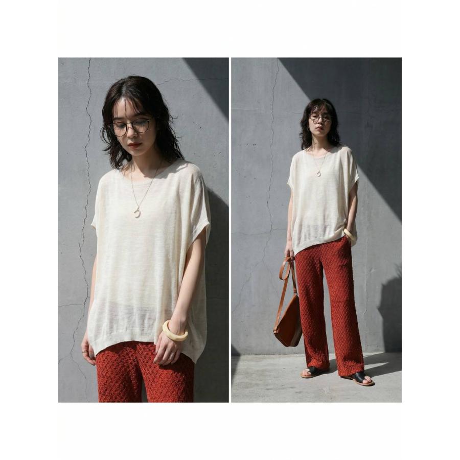 antiqua（アンティカ） ニット レディース 半袖 ドルマン Vネック