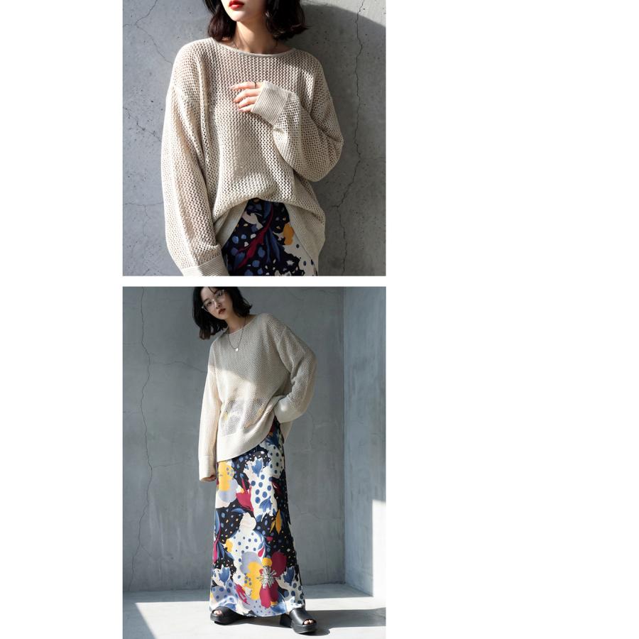 antiqua（アンティカ） メッシュニット レディース 透かし編み 長袖
