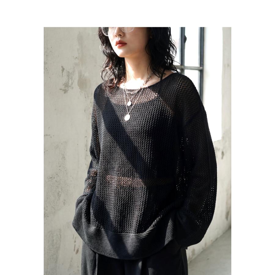 antiqua（アンティカ） メッシュニット レディース 透かし編み 長袖