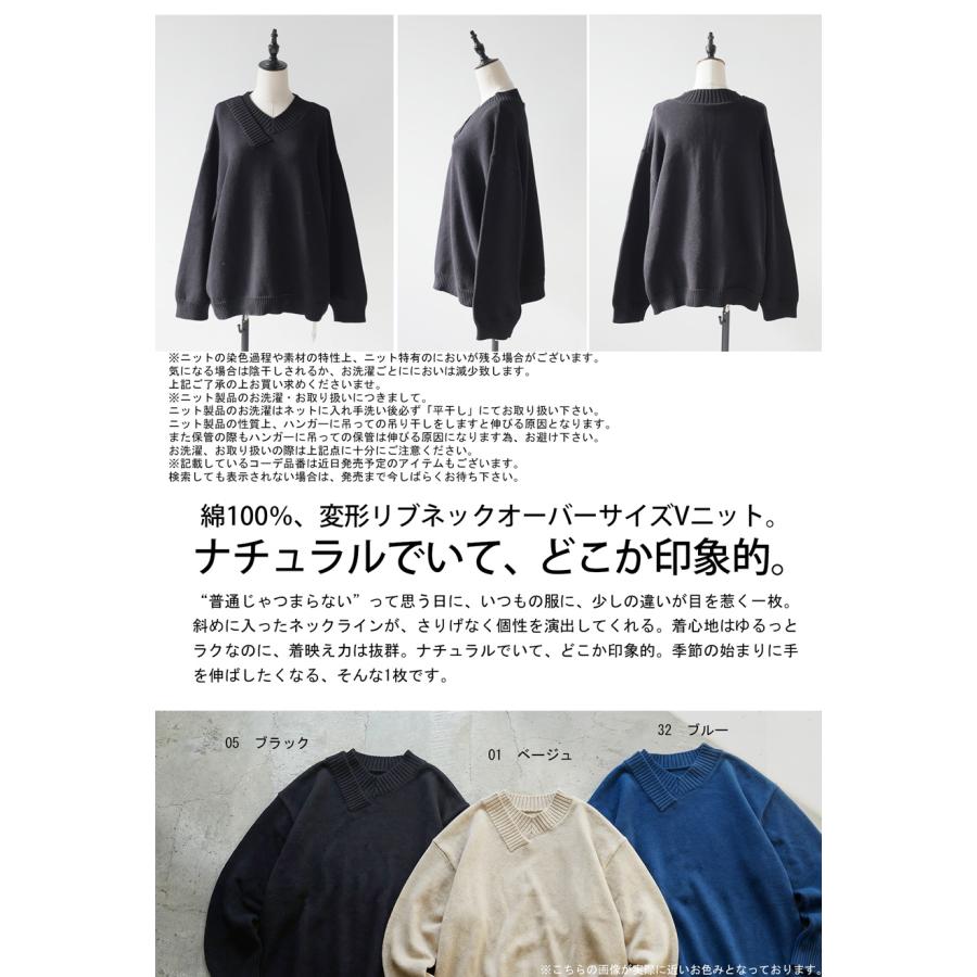 antiqua（アンティカ） 綿100 ニット Vネック レディース オーバー