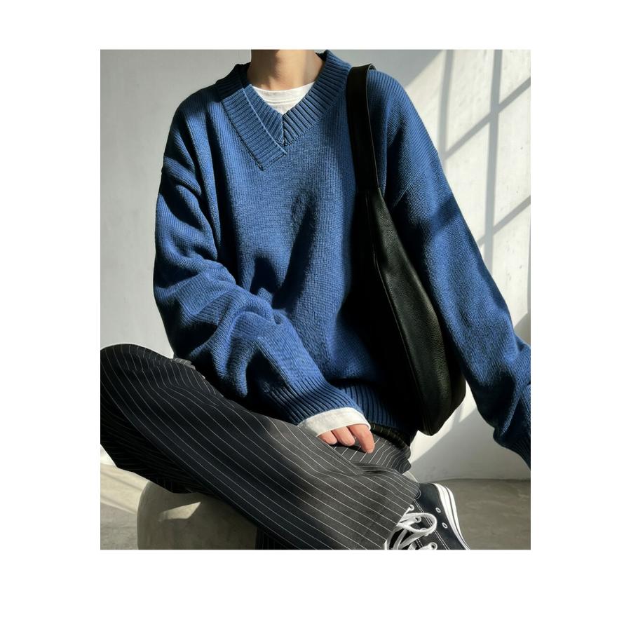 antiqua（アンティカ） 綿100 ニット Vネック レディース オーバー
