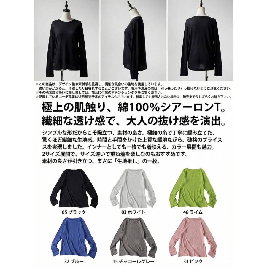 まとめて最大10％OFF18日19時〜22日10時 シアーロンT レディース 綿100 長袖 Uネック カットソー ・再入荷 50ptメール便可 | antiqua | 07