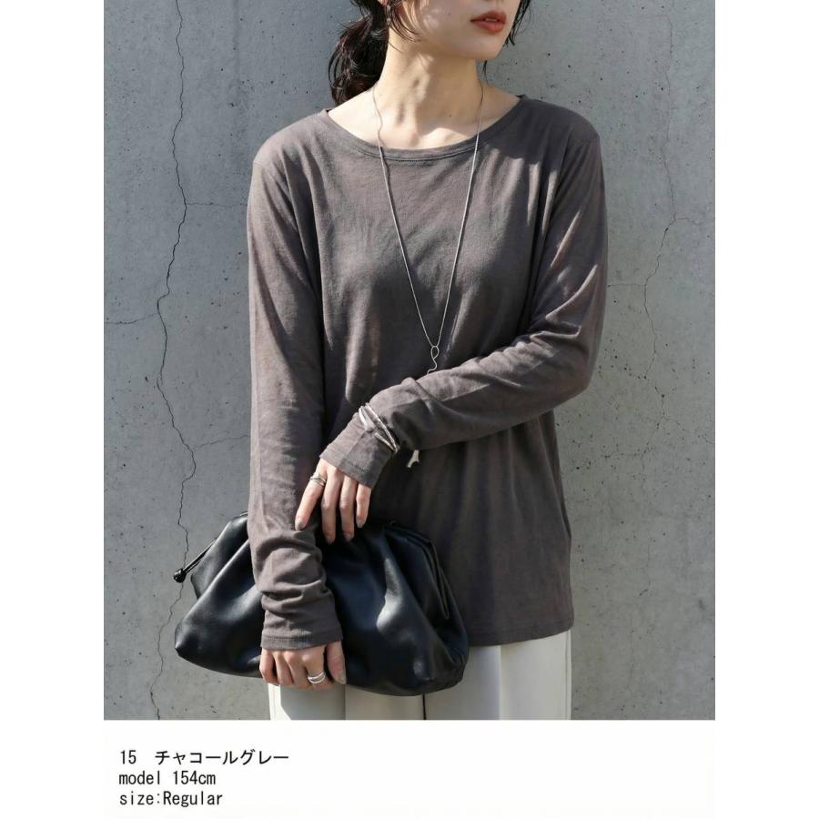 まとめて最大10％OFF18日19時〜22日10時 シアーロンT レディース 綿100 長袖 Uネック カットソー ・再入荷 50ptメール便可 | antiqua | 13