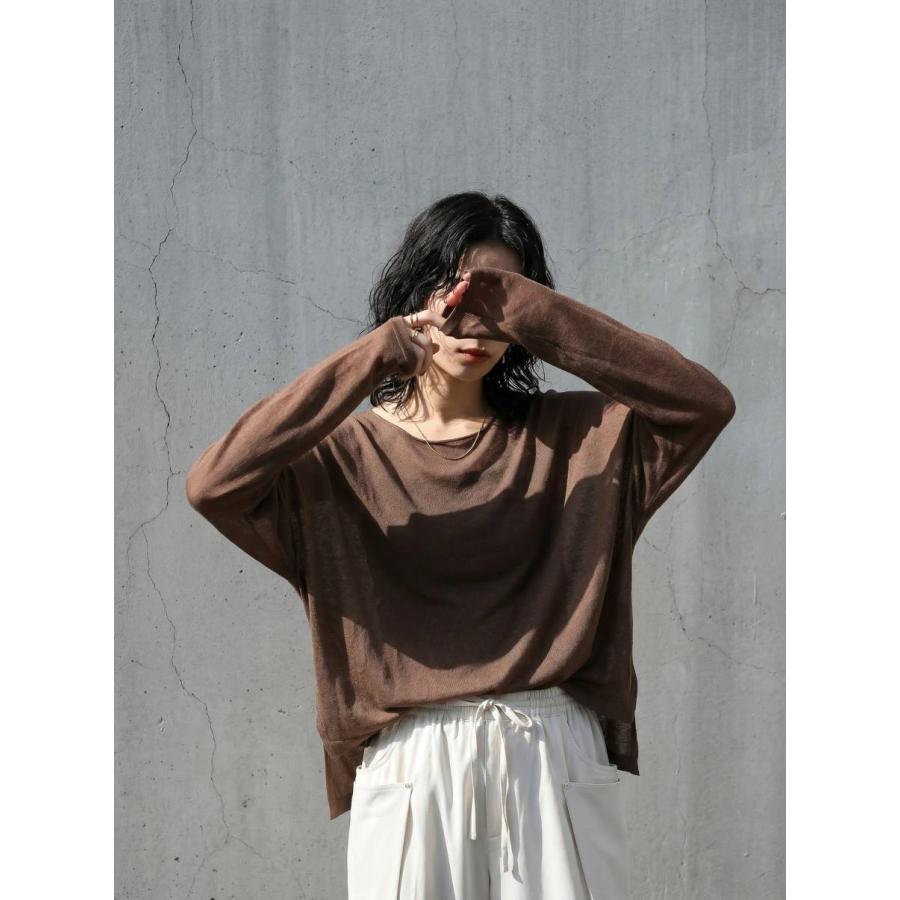 antiqua（アンティカ） シアー ロンT レディース 長袖 ニット クルー