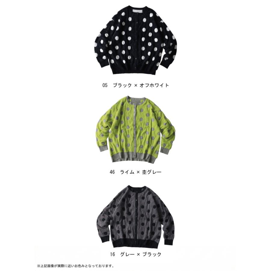 antiqua（アンティカ） ドット柄 カーディガン レディース 長袖 クルー