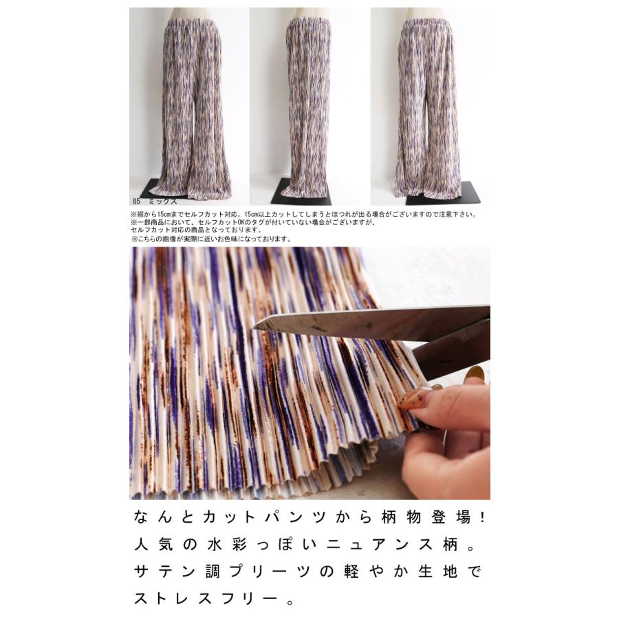 ニュアンス柄 プリーツパンツ セルフカット パンツ レディース・メール便不可 | antiqua | 01