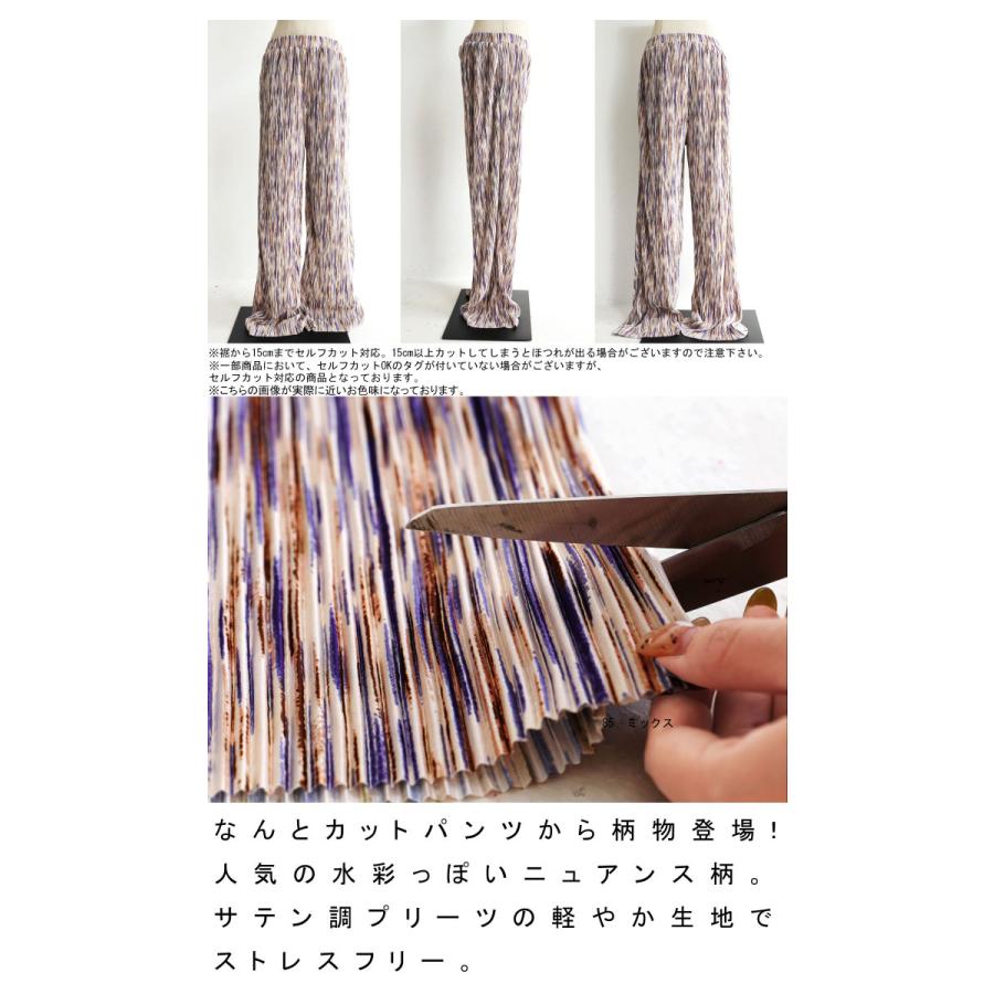 ニュアンス柄 プリーツパンツ セルフカット パンツ レディース・メール便不可 | antiqua | 01