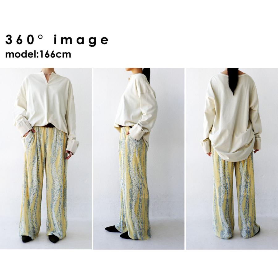 アート柄 プリーツパンツ セルフカット パンツ レディース・再再販。500ptメール便可 | antiqua | 16