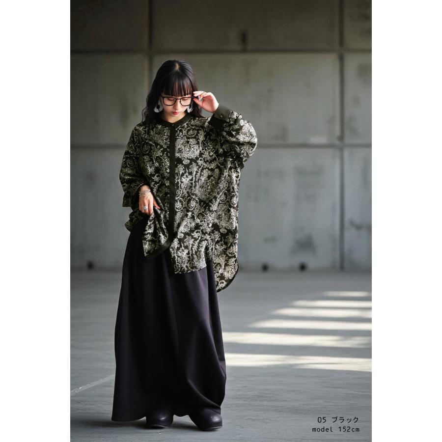 トワルドジュイ柄　シャツ antiqua（アンティカ） シャツ レディース 長袖 バンドカラー