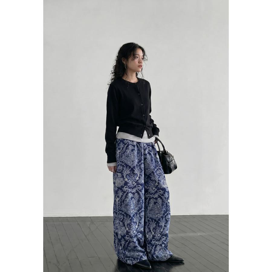 antiqua（アンティカ） トワルドジュイ柄 ワイドパンツ レディース