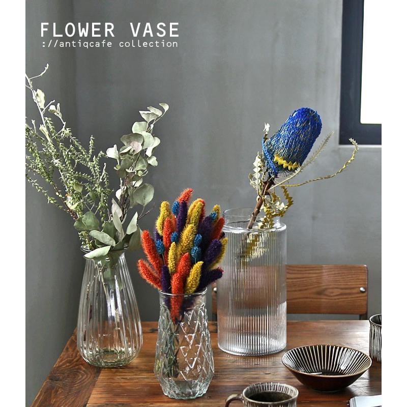 花瓶 ガラス フラワーベース 大きめ ストライプ 送料無料・メール便