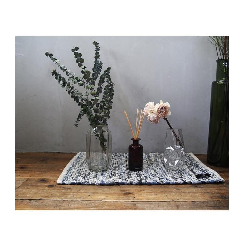 ガラス 花瓶 凹凸 ストライプ調 八芒星底 フラワーベース・メール便