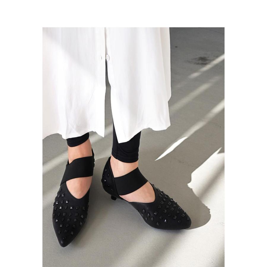 antiqua（アンティカ） スタッズパンプス レディース ローヒール 靴