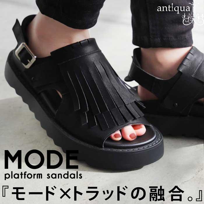 antiqua（アンティカ） フリンジ 厚底サンダル レディース サンダル
