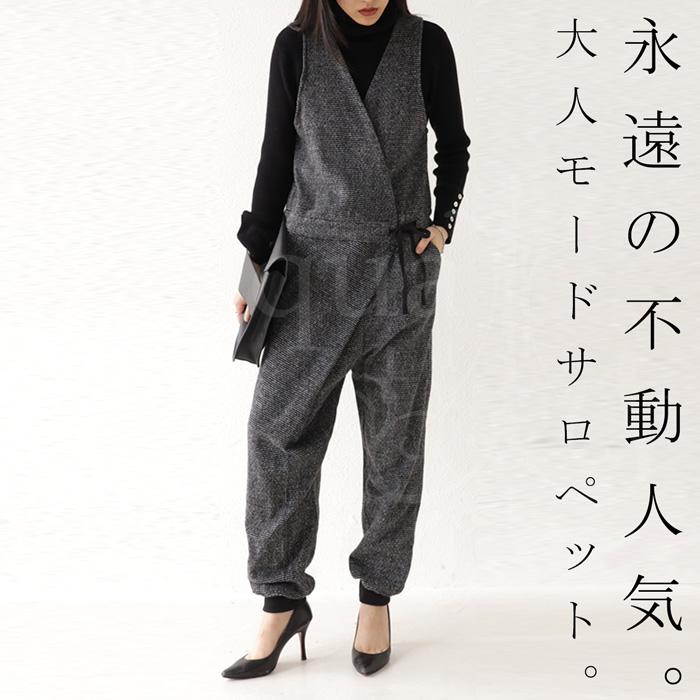 antiqua ウール混サロペット サロペット レディース チェック 送料無料 