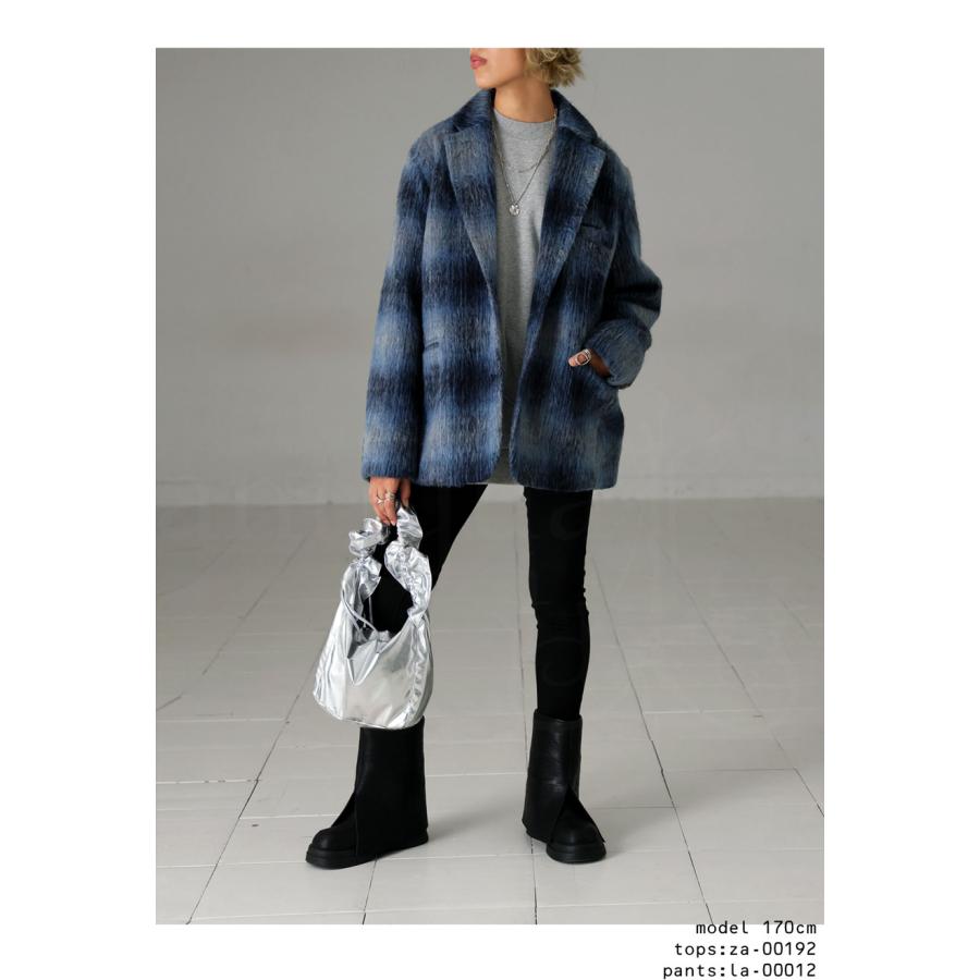 アンティカ antiqua Shaggy テーラードコート 青と黒のグラデ antiqua（アンティカ） まとめて20％OFF！12日20時〜19日10時