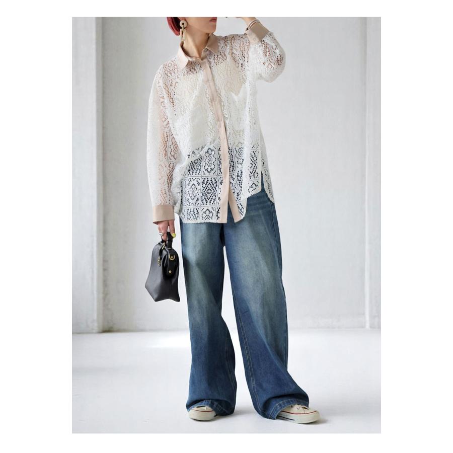 antiqua（アンティカ） レースシャツ レディース 長袖 トップス シャツ