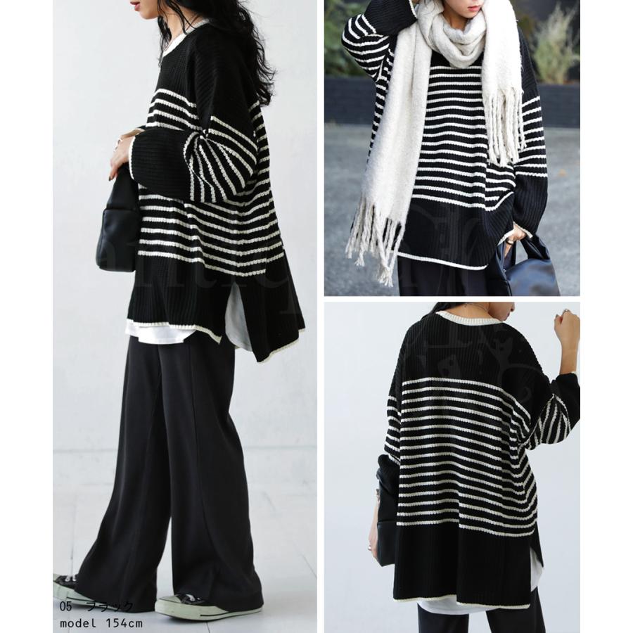 うっちゃんです。antiqua♛ ボーダー綿ニットトップス 楽天市場】タック編みニット ニット レディース トップス 綿ニット
