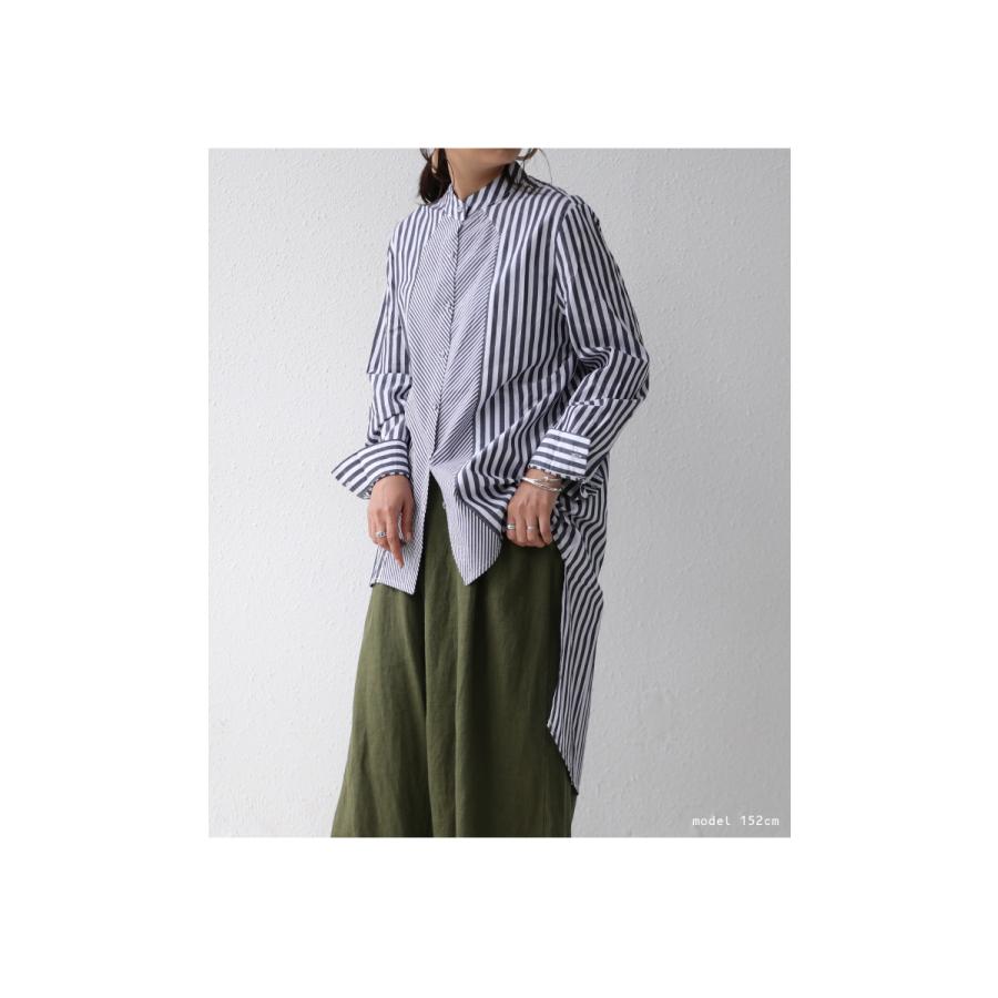 antiqua トップス シャツ 長袖 レディース 綿100％ ストライプ