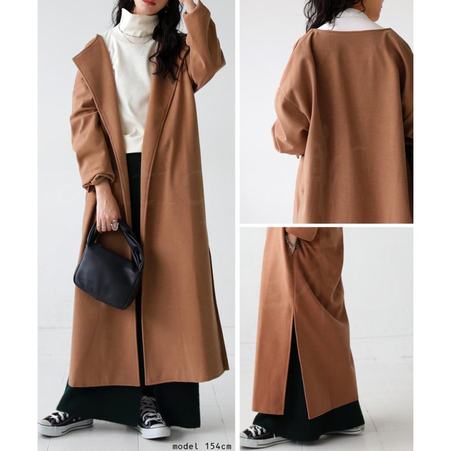 antiqua（アンティカ） ノーカラーロングコート コート レディース