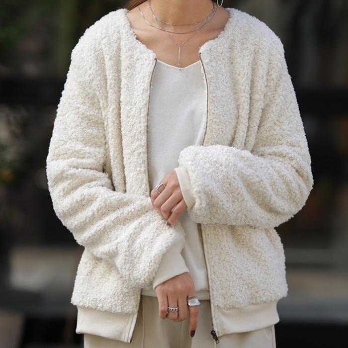 ボアブルゾン レディース アウター ブルゾン 長袖 ノーカラー 送料無料 メール便不可 Py Antiqua 通販 Yahoo ショッピング