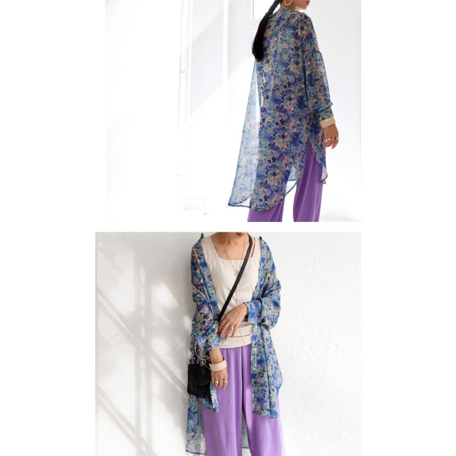 antiqua（アンティカ） 花柄シアーシャツ シャツ レディース 長袖