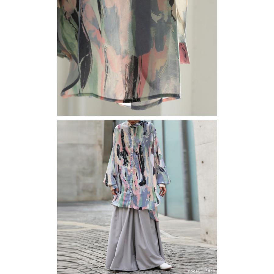 antiqua 大人気!再入荷予定あり!アート柄シアーシャツ シャツ antiqua 大人気!再入荷予定あり!アート柄シアーシャツ シャツ