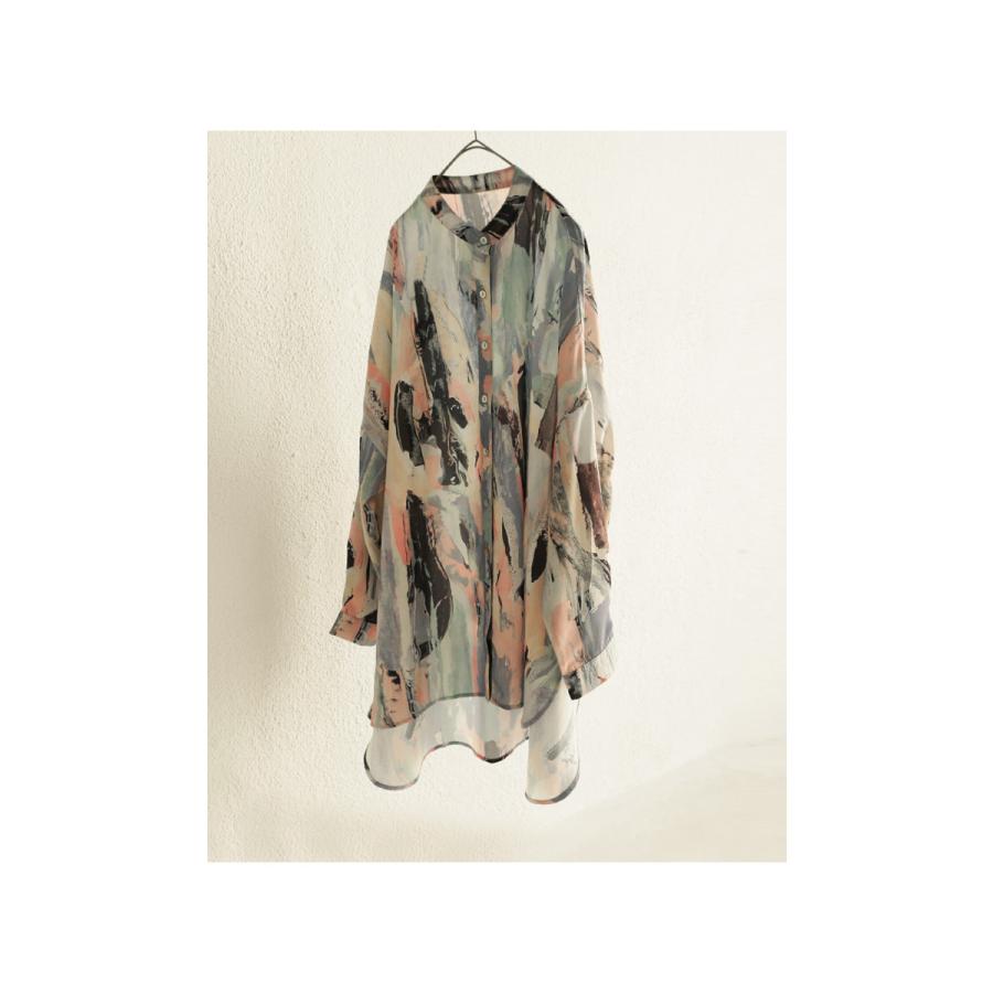 antiqua（アンティカ） アート柄シアーシャツ シャツ レディース 長袖