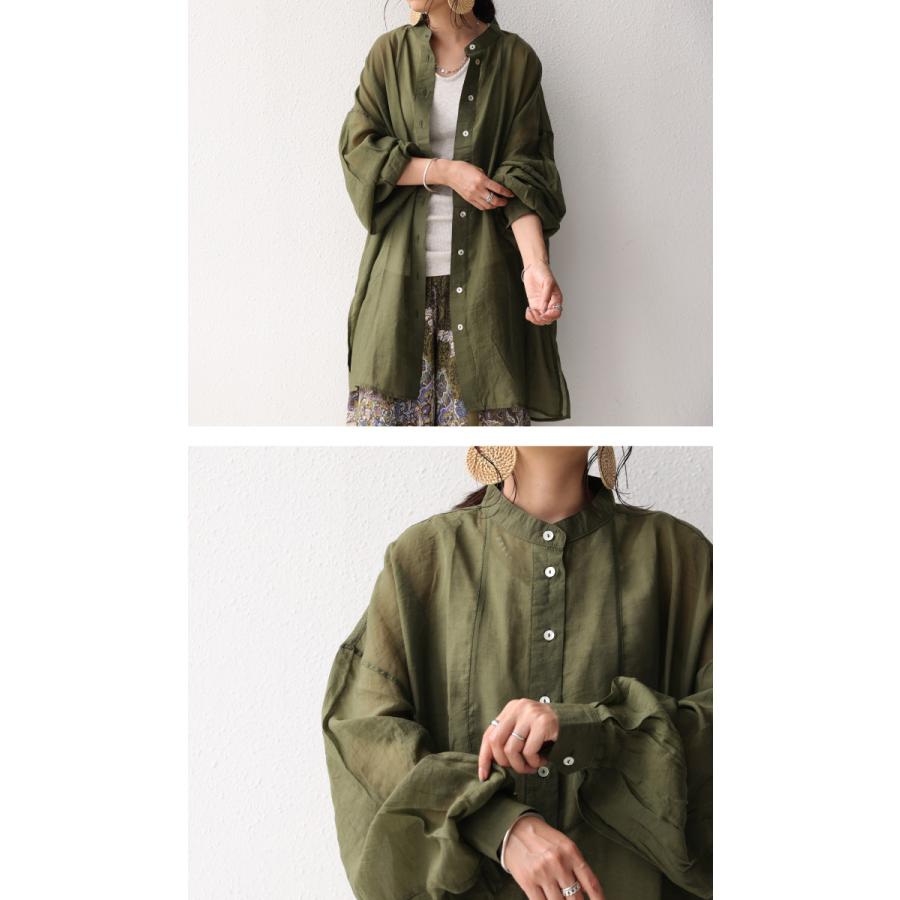 antiqua（アンティカ） 袖ボリュームシアーシャツ シャツ レディース